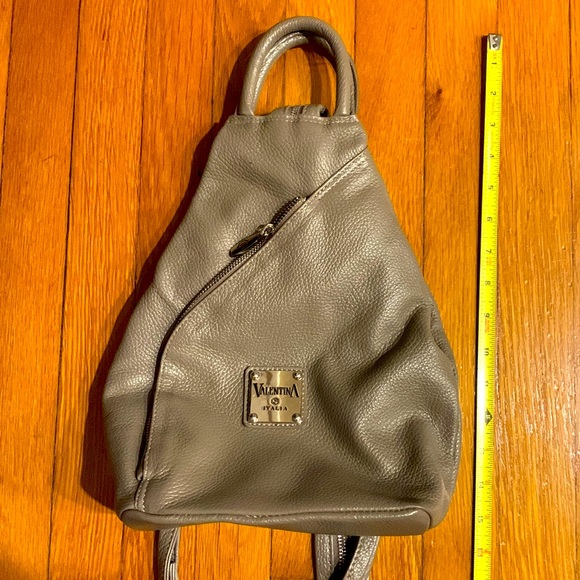 Assymetrical Convertible Grey Pebbled Leather Valentina Italia Bag - Picture 1 of 8
